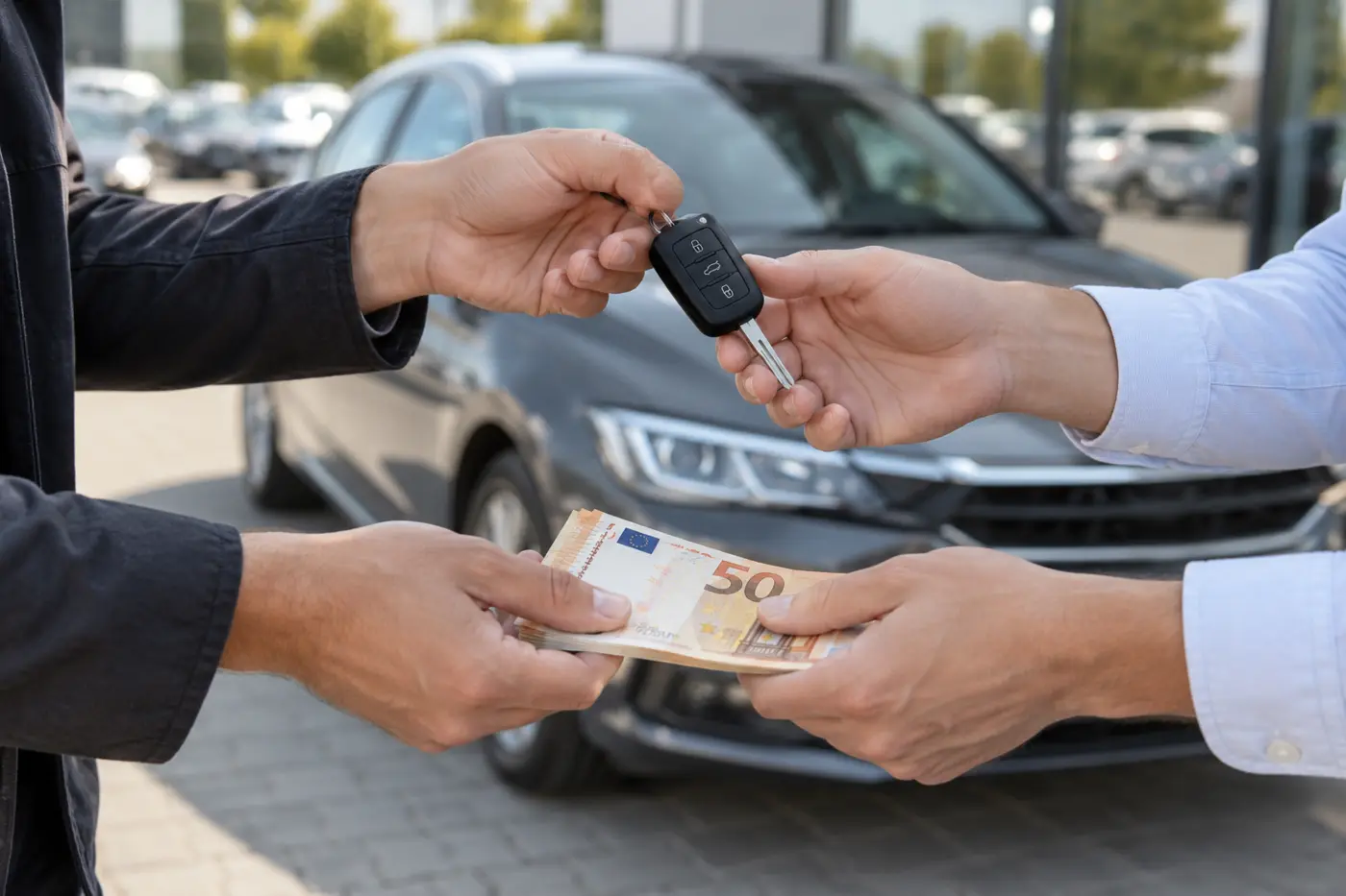 Entrega de las llaves y pago durante la compraventa de un coche